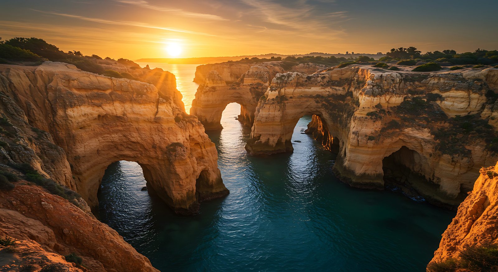 golden hour cliffs: coastal sunset serenity